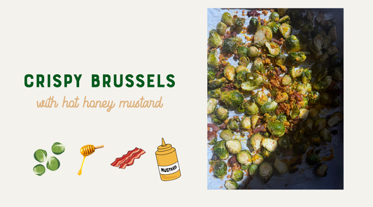 Crispy Brussels with Bacon, Hot Honey and Cheesy Panko