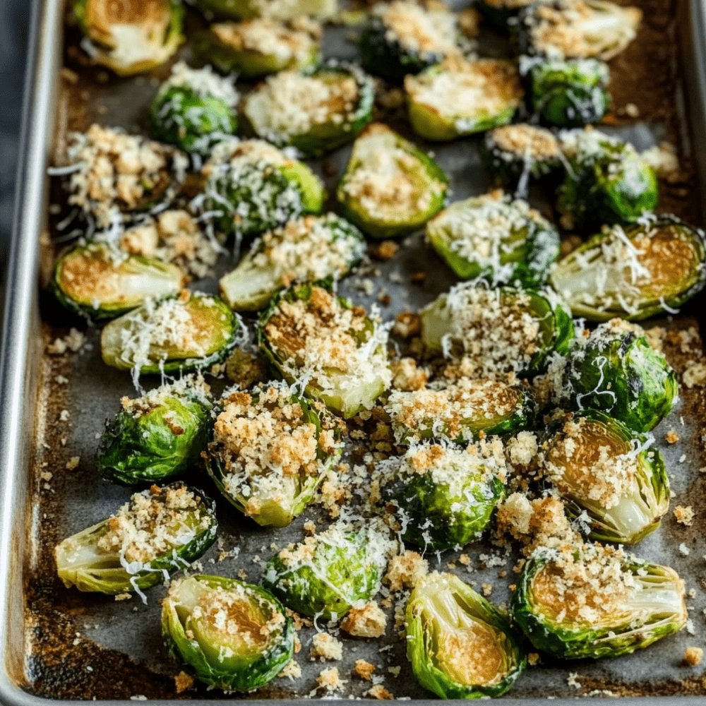 Crispy Brussels with Bacon, Hot Honey and Cheesy Panko - Piedmont Pennies