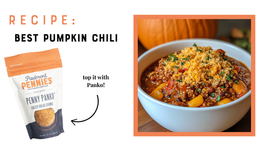 BEST pumpkin chili with piedmont pennies cheesy breadcrumbs