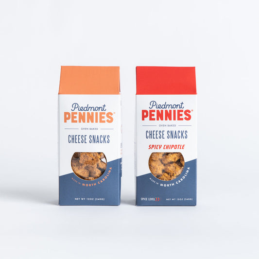 Piedmont Pennies- Gift Duo - Original & Spicy Chipotle Penny Package- Delicious Cheese Straw