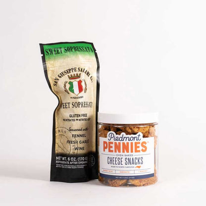 Piedmont Pennies- Gift Pack, Salami + Pennies- Delicious Cheese Straw