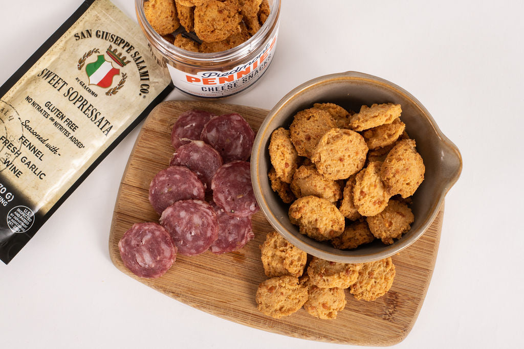 Piedmont Pennies- Gift Pack, Salami + Pennies- Delicious Cheese Straw